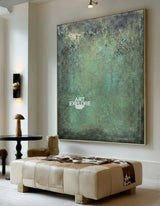 Green and Gold Abstract Oil Painting | Large Handmade Textured Wall Art | ArtExplore