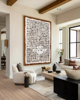 Hand-Drawn Black Mosaic Painting Large Minimalist Decor
