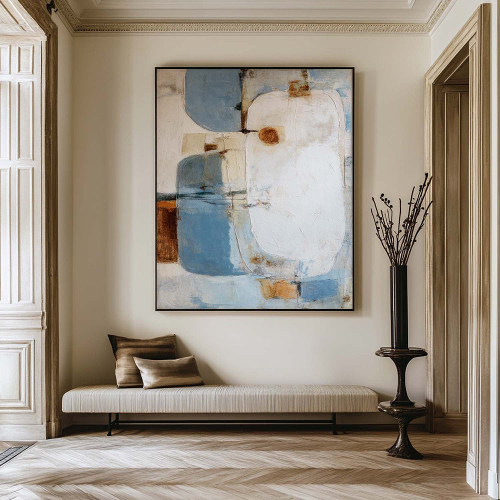 Hand-Painted Blue Abstract Canvas Art - Large Minimalist Wall Art for Modern Home | ArtExplore