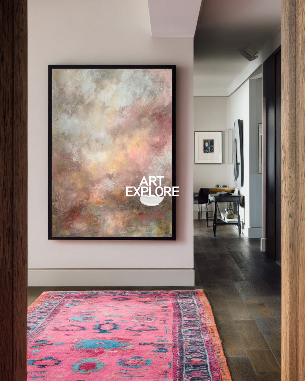 Hand-Painted Large Minimalist Art, Modern Textured Cosmic Oil Canvas ArtExplore