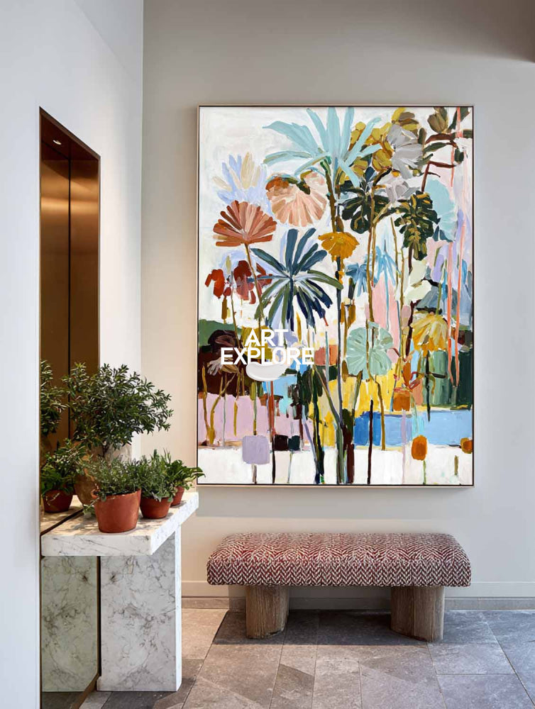 Hand-Painted Modern Botanical Canvas Large Textured Nature Art