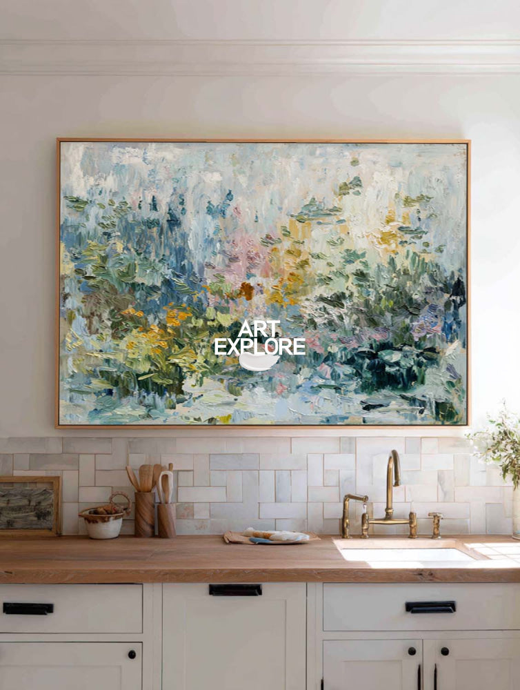 Hand-Painted Original Impressionist Painting Large Garden Canvas