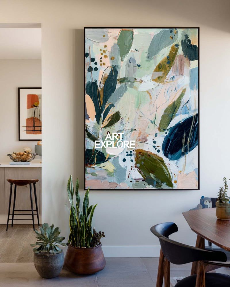 Hand-Painted Textured Garden Abstract Large Modern Wall Decor