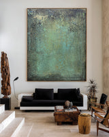 Handmade Abstract Green Painting | Large Modern Wall Art for Home | ArtExplore