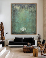 Handmade Abstract Green Painting | Large Modern Wall Art for Home | ArtExplore