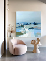 Handmade Blue Field Abstract Art, Large Square Wall Decor – ArtExplore