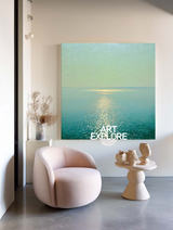 Handmade Blue Green Sea Art on Canvas – Tranquil Water Scene | ArtExplore