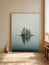 Handmade Blue Lake Scene | Large Vertical Cozy Home Landscape ArtExplore