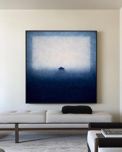 Handmade Blue Textured Oil Painting – Modern Abstract Wall Art for Living Room | ArtExplore