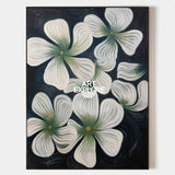 Handmade Boho Flower Wall Art, Large Black & White Canvas | ArtExplore