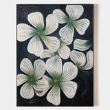 Handmade Boho Flower Wall Art, Large Black & White Canvas | ArtExplore