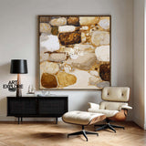 Handmade Brown Rock Texture Art | Modern Square Canvas for Large Walls ArtExplore