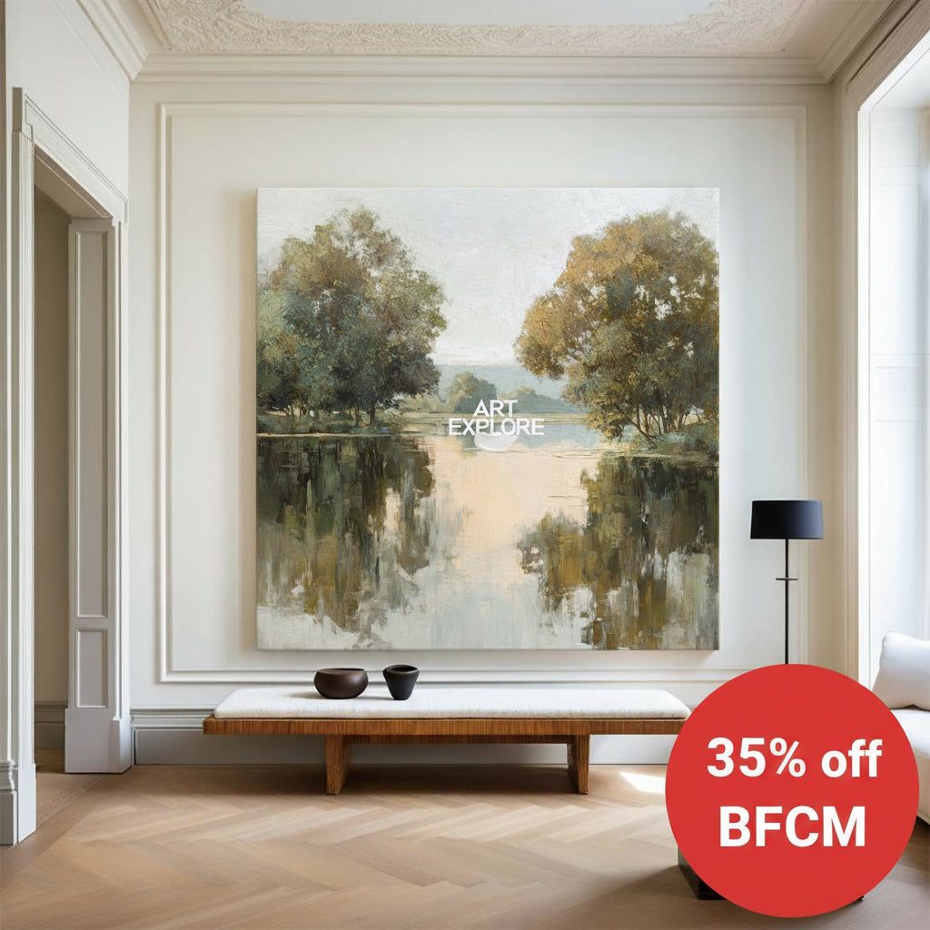 Handmade Lake View Textured Canvas Art for Modern Interiors – ArtExplore