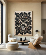 Handmade Large Beige & Black Canvas Art for Office Spaces | ArtExplore