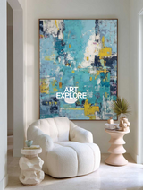 Handmade Large Blue Wall Art on Canvas, Minimalist Modern Decor Statement | ArtExplore