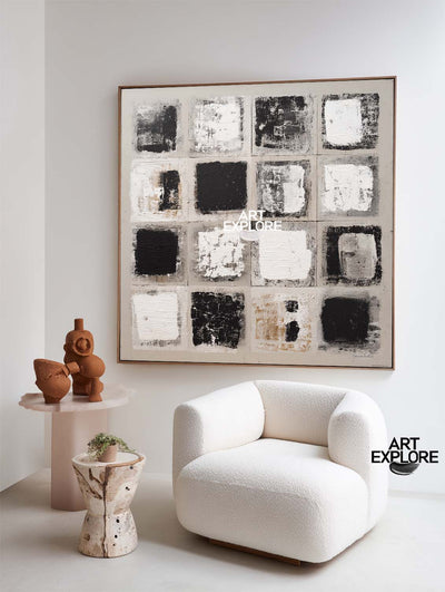 Handmade Modern Texture Artwork for Lounge & Office | Black & White | ArtExplore