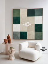 Handmade Square Oil Painting in Sage Beige – Minimal Decor | ArtExplore