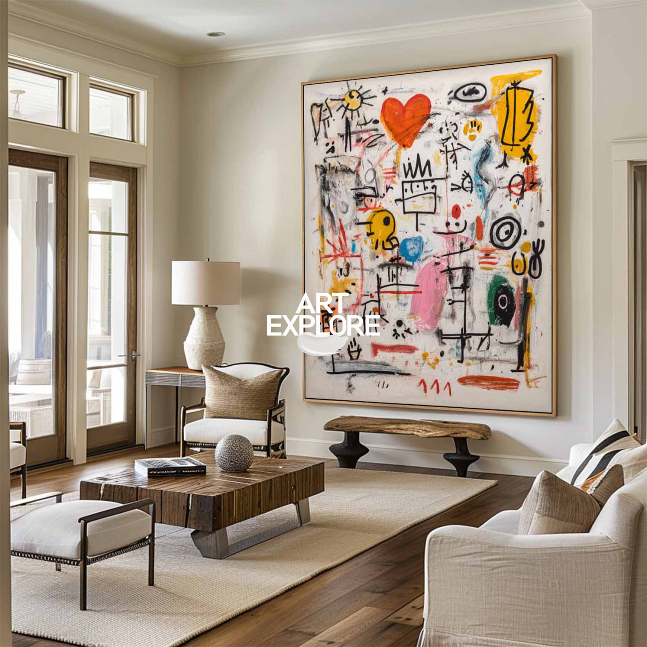 Handmade Textured Abstract Art, Large Vertical Love Graffiti Oil Painting for Sale ArtExplore