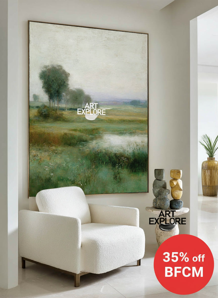 Handmade Vertical Landscape Oil Painting for Modern Home Walls | ArtExplore