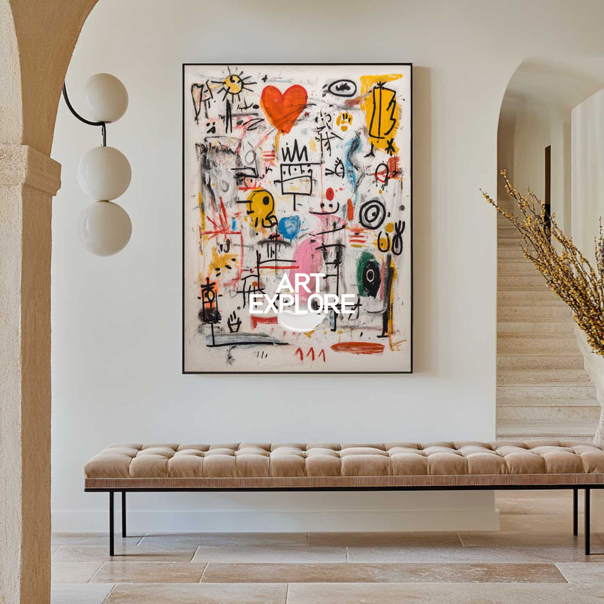 Innocent Graffiti Canvas, Large Scale Minimalist Textured Love Artwork ArtExplore