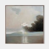 Lake View Painting Landscape Art Beige Landscape Thick Texture Art Painting Lake Painting For Sale