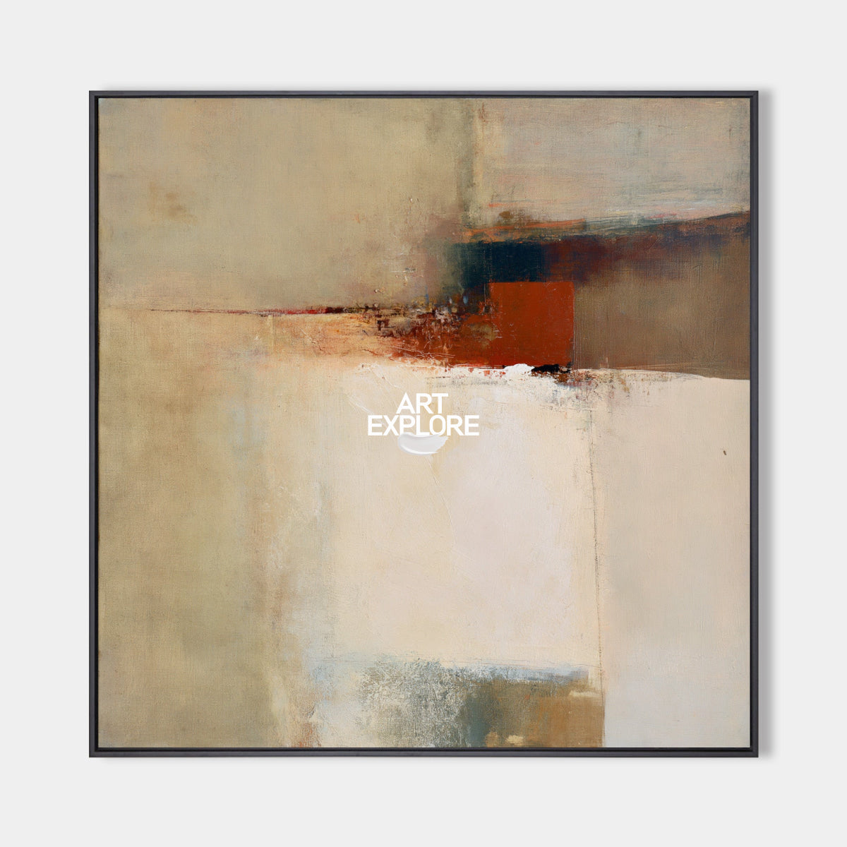 Abstract Beige Brown Square Canvas Painting Hand-Painted Wall Art Original