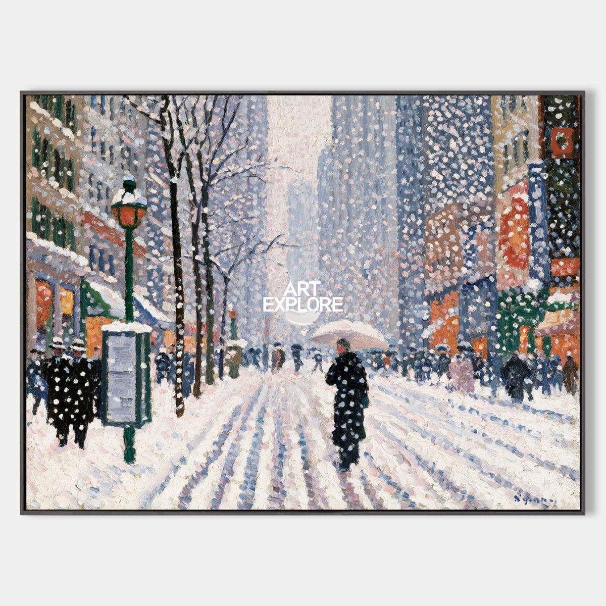 Warm Winter Scenery Canvas Painting For Modern Living Room