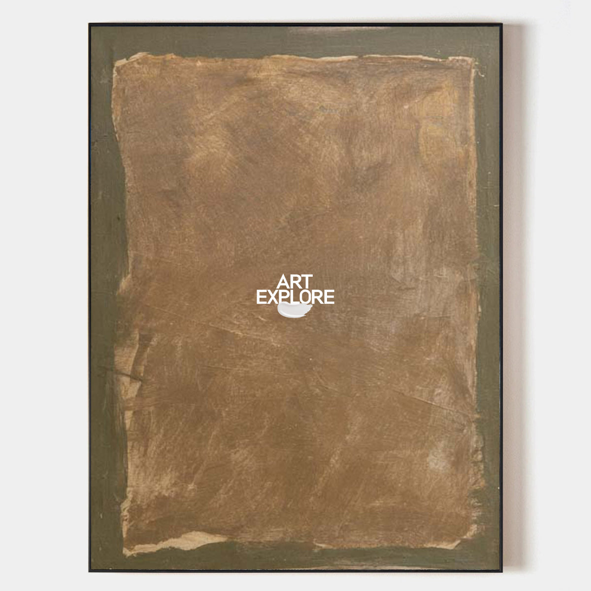 Abstract Brown Green Minimalist Canvas Painting Hand-Painted Original Wall Art