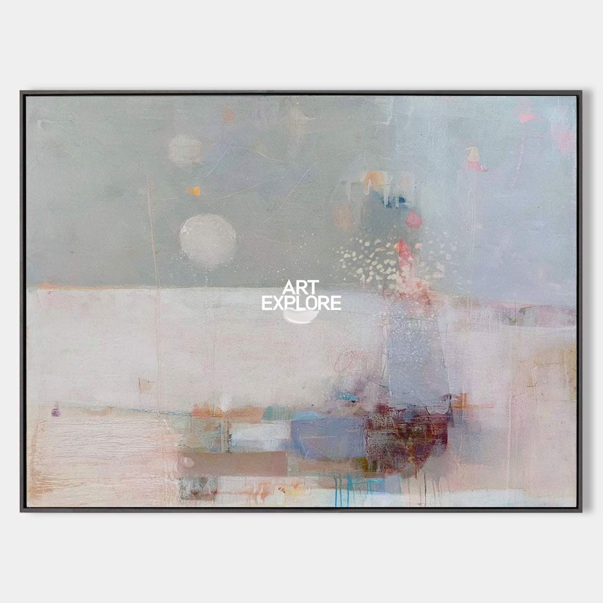 Abstract Pink And Blue Canvas Painting Hand-Painted Wall Art For Modern Home