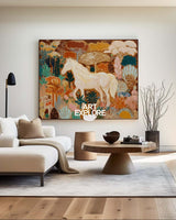 Large Abstract Pony Painting in Warm Garden Tones, Handmade Canvas – ArtExplore