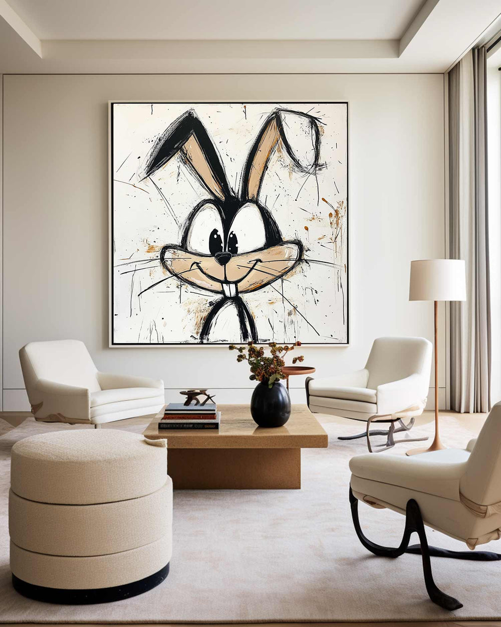 Large Bad Bunny Graffiti Art Bad Bunny Graffiti Wall Art Modern Texture Pop Painting For Sale