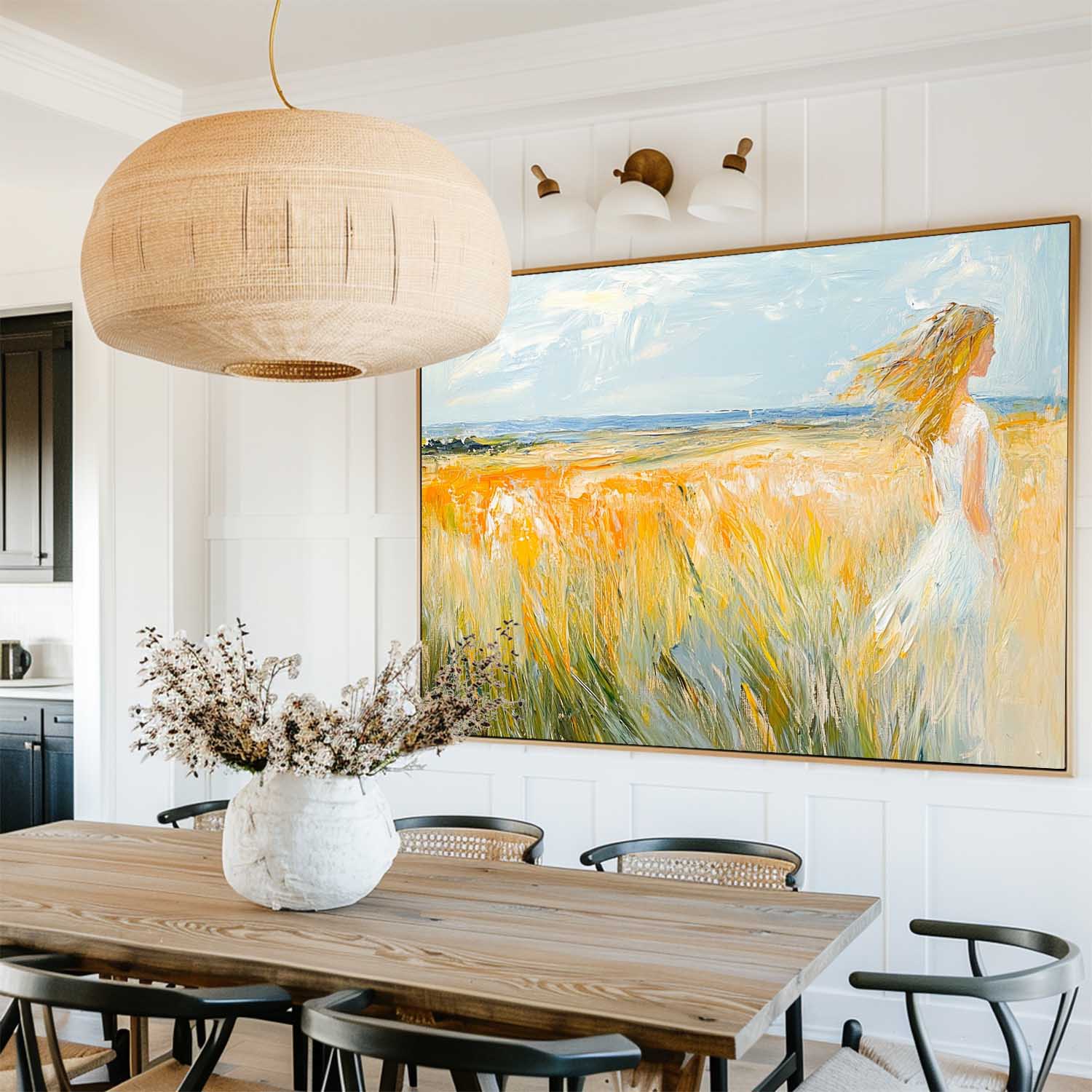 Large Beautiful Girl Seascapes Oil Painting Modern Seascape Textured Art Modern Canvas Art For Sale