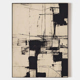 Large Beige Painting Thick Texture Canvas Art Wabi Sabi Black Beige Wall Art Livingroom Wall Art