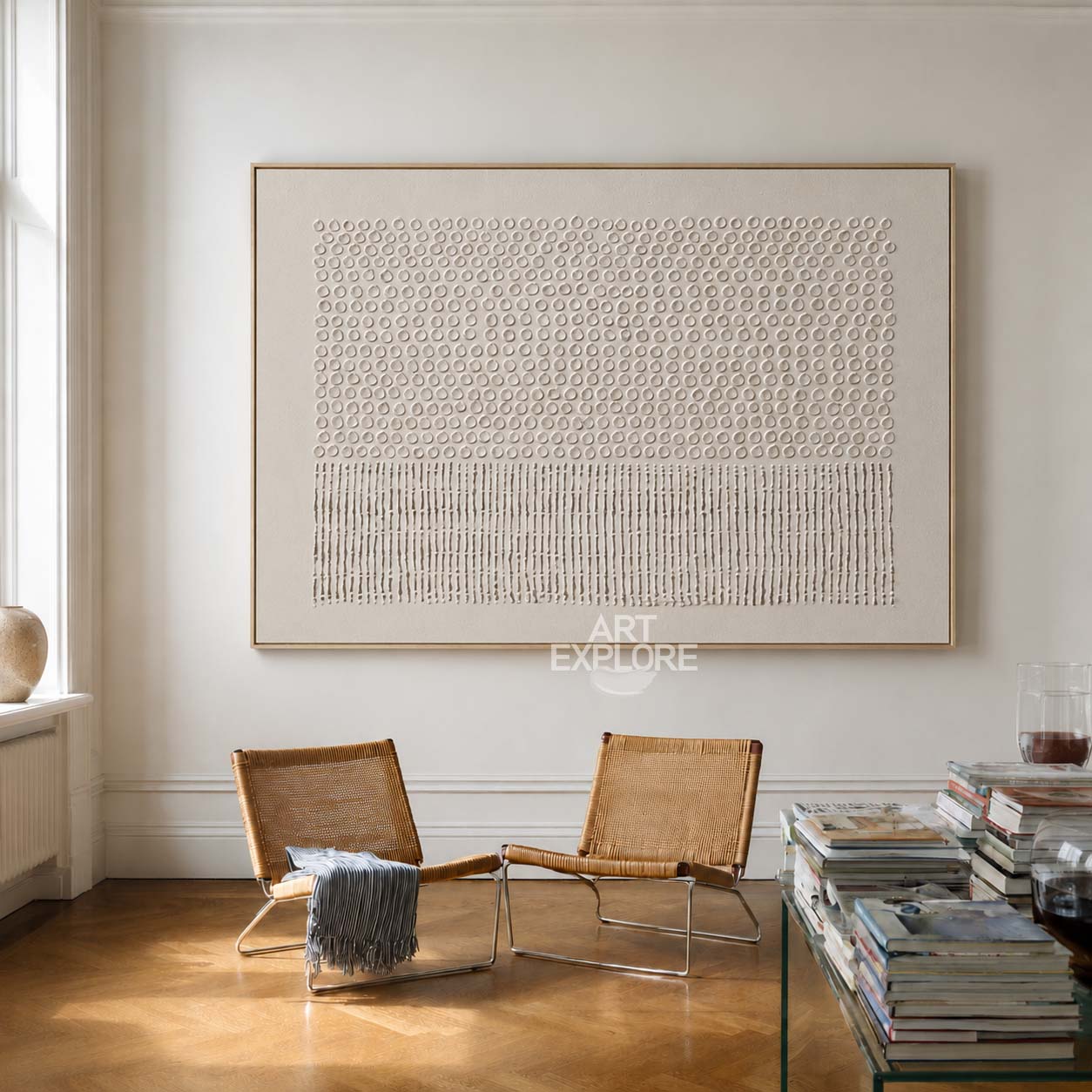 Large Beige Texture Art Painting Handmade Modern Canvas Art Wabi-sabi Painting For Lounge | Artexplore