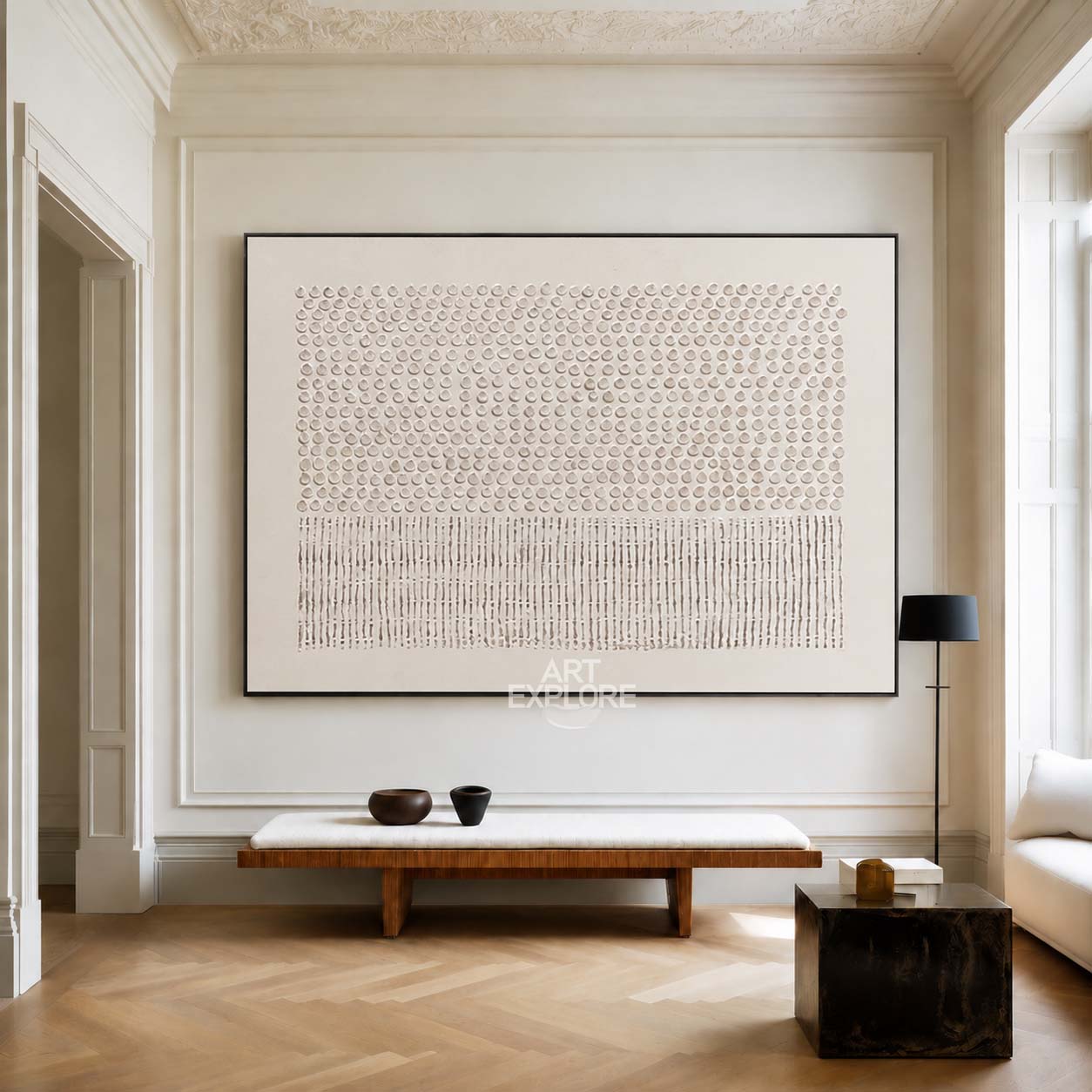 Large Beige Texture Art Painting Handmade Modern Canvas Art Wabi-sabi Painting For Sale | Artexplore