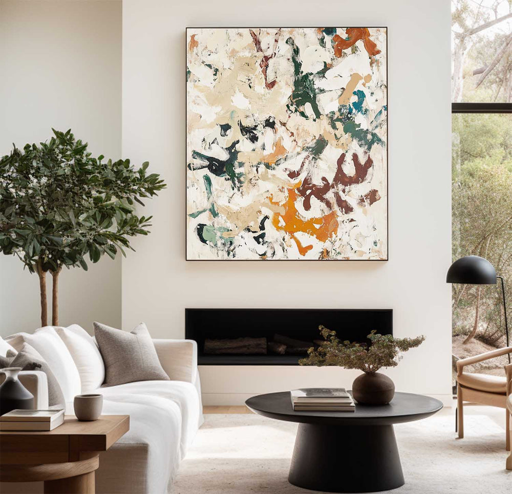 Large Beige Texture Paintings Beige Minimalist Wall Art Oversized Beige Abstract Fine Art For Sale