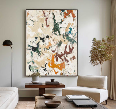 Large Beige Texture Paintings Beige Minimalist Wall Art Oversized Beige Abstract Fine Art For Sale