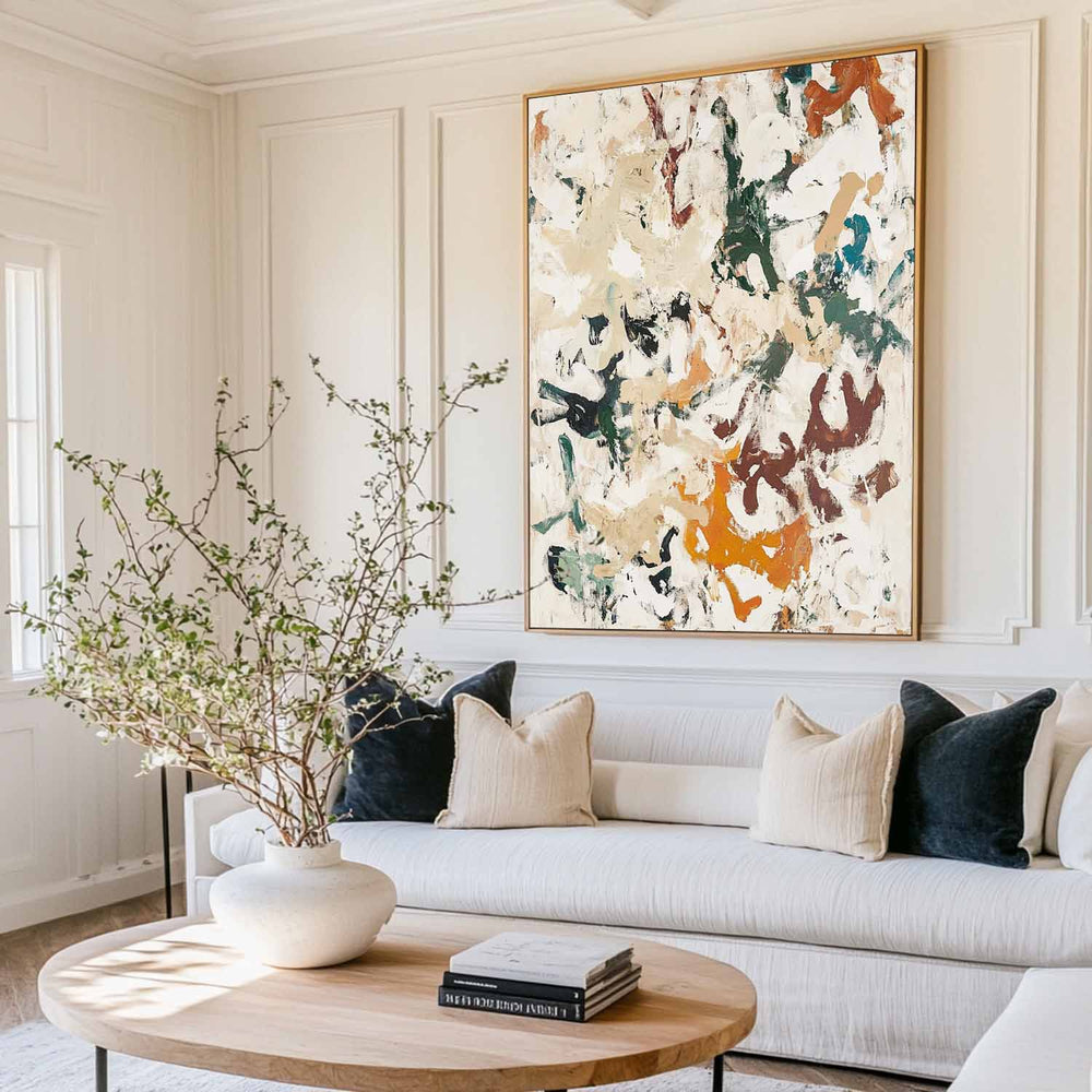 Large Beige Texture Paintings Beige Minimalist Wall Art Oversized Beige Abstract Fine Art For Sale