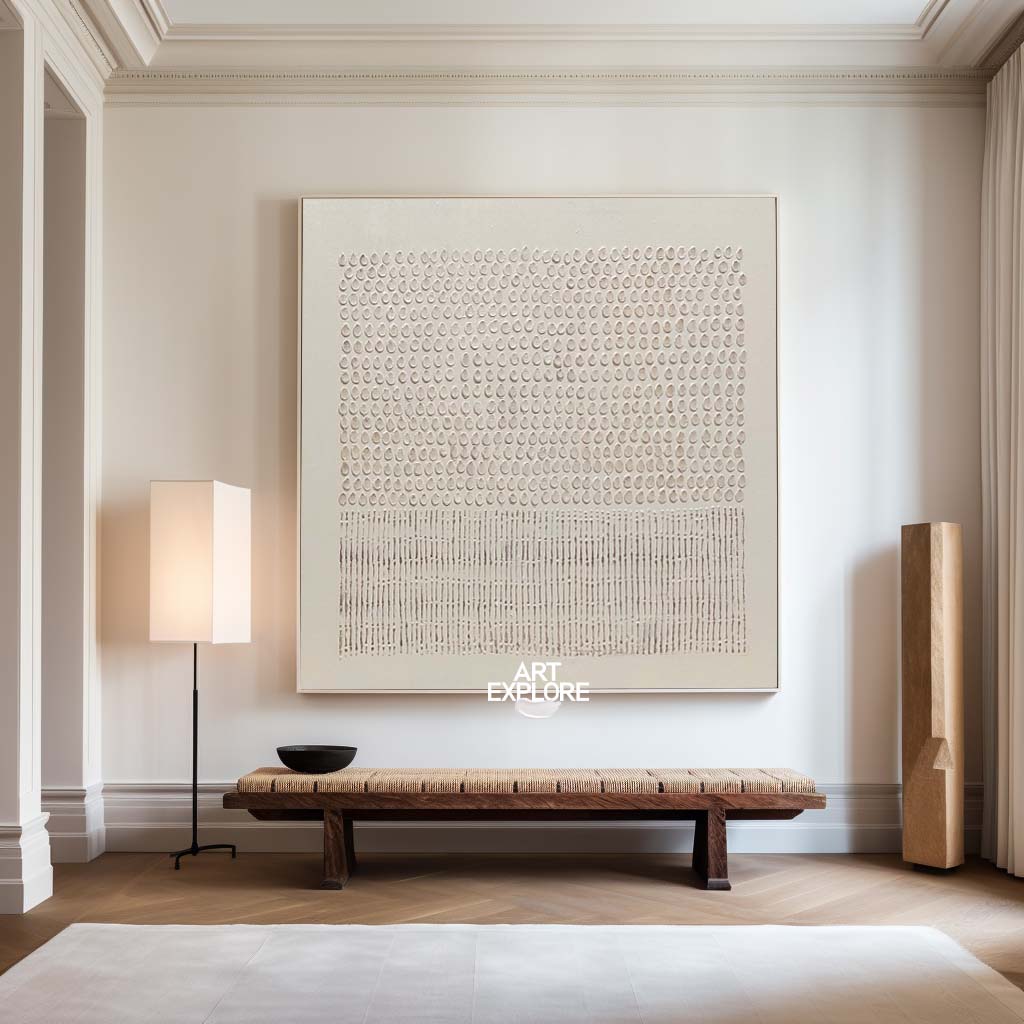 Large Beige Wabi-Sabi Texture Painting for Modern Minimalist Interiors | Handmade | ArtExplore