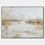 Large Beige Wabi-Sabi Wall Art | Handmade Textured Horizontal Canvas Art For Sale | ArtExplore