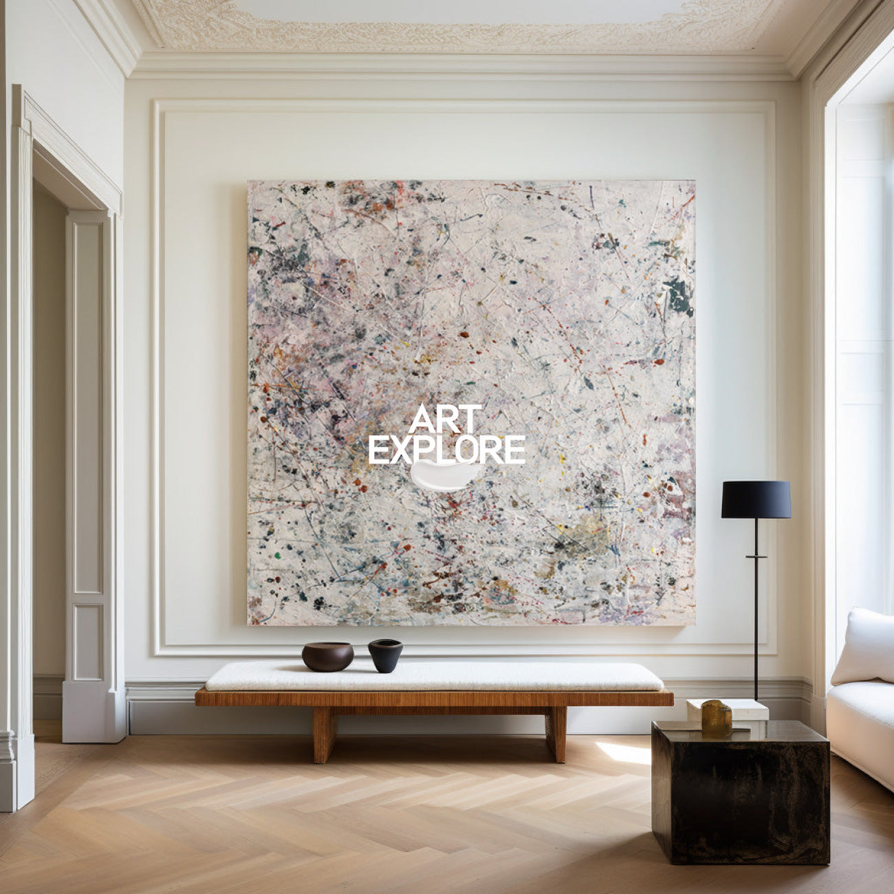 Large Beige Wabi-sabi Square Wall Art, Minimalist Textured Oil Painting ArtExplore