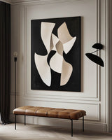 Modern Black And White Canvas Wall Art Wabi-sabi Textured Wall Art Black Minimalist Abstract Wall Art