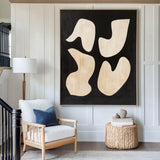 Large Black And Beige Painting Matisse Fauvism Canvas Art Black Beige Texture Minimalist Wall Art