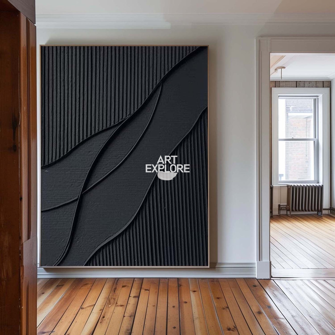 Black Modern Art Large Framed Black 3d Texture Art luxury Wall Art For Sale