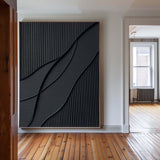 Black Modern Art Large Framed Black 3d Texture Art luxury Wall Art For Sale