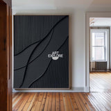 Black Modern Art Large Framed Black 3d Texture Art luxury Wall Art For Sale