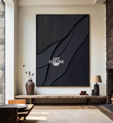 Black Modern Art Large Framed Black 3d Texture Art luxury Wall Art For Sale