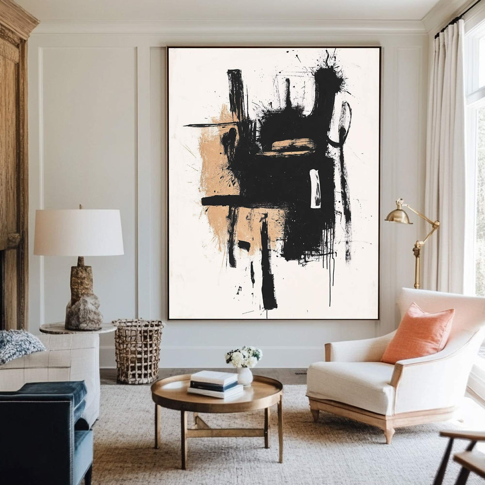 Large Black And White Canvas Wall Art Black White Wall Art Modern Abstract Art Paintings for Sale