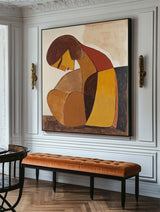 Black and Brown Minimalist Abstract Art Wabi-sabi Wall Art Modern Abstract Painting For livingroom