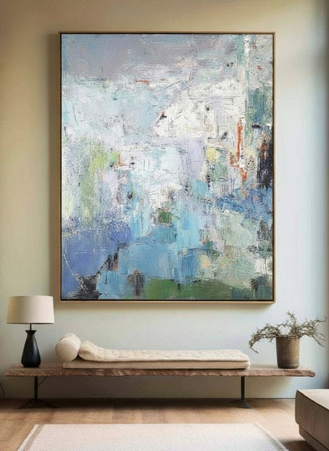 Large Blue Green Wall Art Original Abstract Rich Textured Wall Art Modern Abstract Painting For Sale